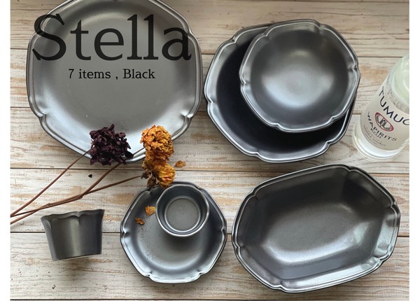【特価・在庫限り】＊Stella＊ステラ　全7形状　Black【美濃焼　プレート　カップ　オリジナル　日本製】