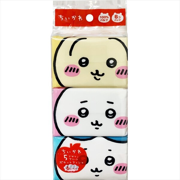 【河野製紙】ちいかわミニポケットティシュ6個パック【ティッシュ】