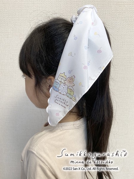 【シュシュスカーフ】　ふわゆれ　すみっコぐらし　みんなでことりっコ　ホワイト 大人女子 2WAY お揃い
