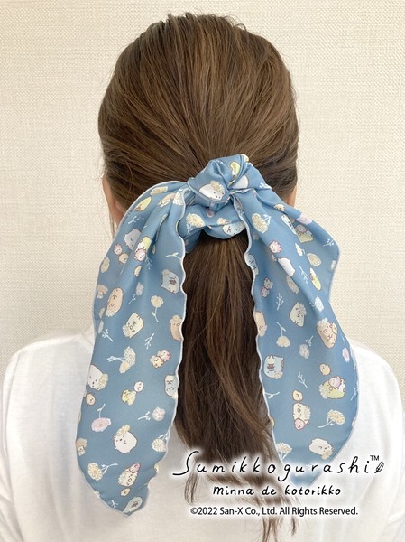 【シュシュスカーフ】　ふわゆれ　すみっコぐらし　みんなでことりっコ　グリーン 大人女子 2WAY お揃い
