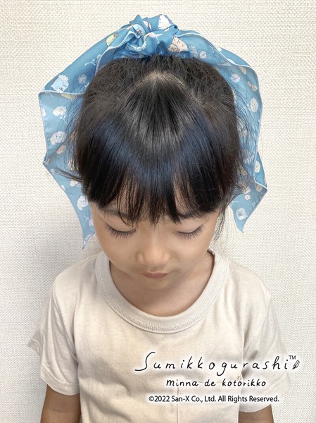 【シュシュスカーフ】　ふわゆれ　すみっコぐらし　みんなでことりっコ　グリーン 大人女子 2WAY お揃い