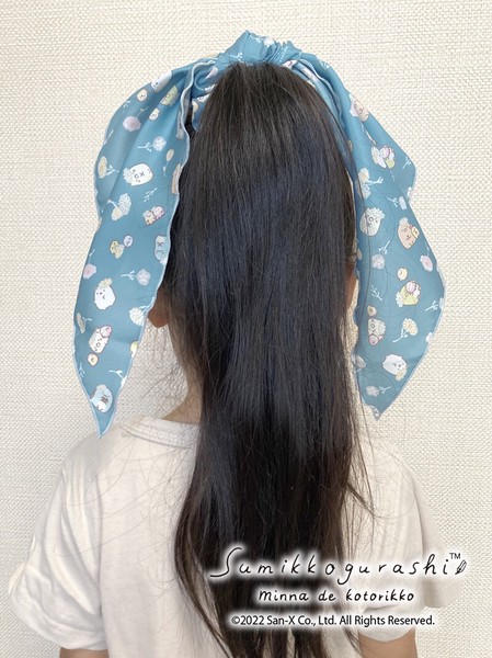【シュシュスカーフ】　ふわゆれ　すみっコぐらし　みんなでことりっコ　グリーン 大人女子 2WAY お揃い