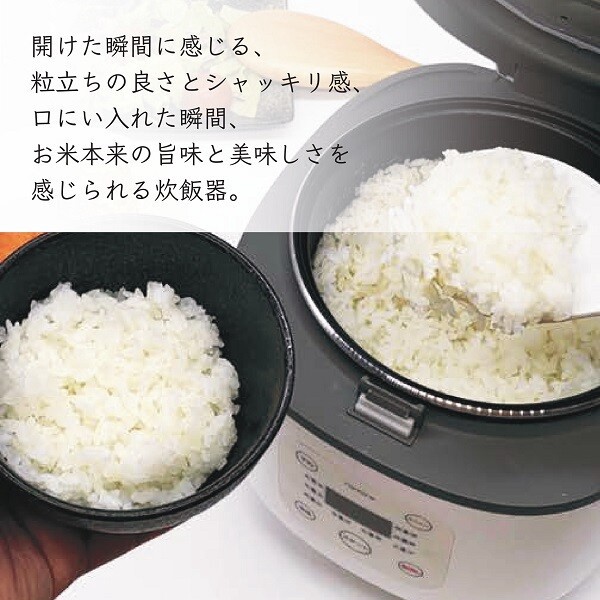 コンパクト炊飯器 OKOMEDAKI RM-204H 3合 マイコン式 マットブラック 一人暮らし 温度センサー搭載