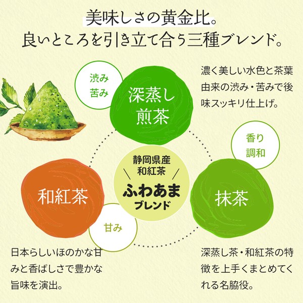 抹茶入り 深蒸し濃い茶 ティーバッグ ふわあま ブレンド 100個入 和紅茶 お茶 静岡 牧之原