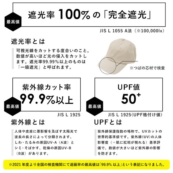 【定番人気】【選べる3サイズ】ノーマル 深め ラージ 遮光率100％ 接触冷感 UV キャップ【tgh-30067z】