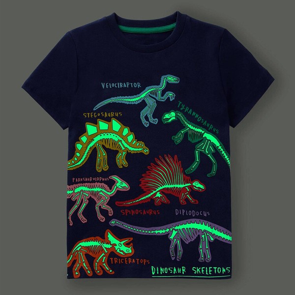 Tシャツ 恐竜 光る 蓄光 カットソー トップス 半袖 トドラー ベビー 新生児 キッズ 子供服