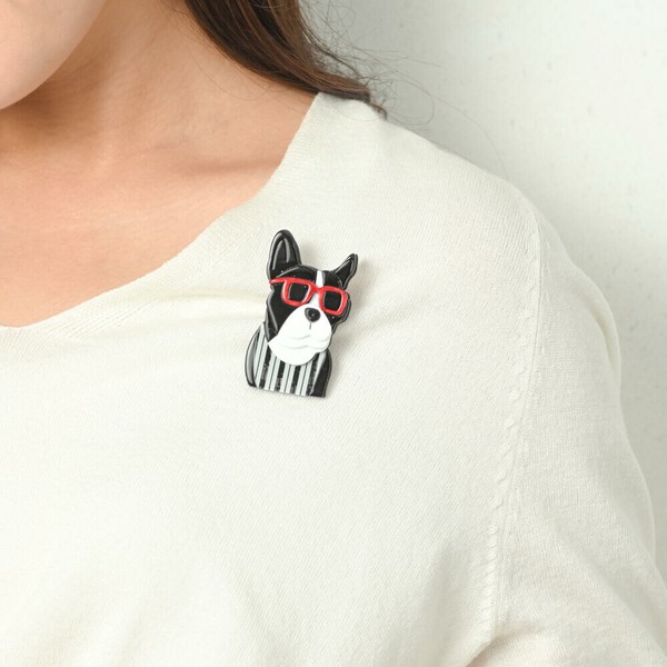 ブローチ レディース 犬 イヌ いぬ ダックスフント シュナウザー ブルドッグ メガネ 樹脂 プレゼント BR
