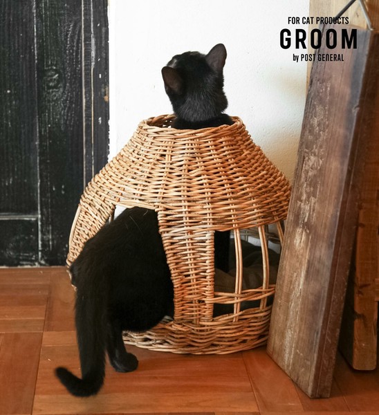 ねこハウス オニオン -バイ ジ アラログ-   GROOM / グルーム ラタン 籐 ネコ