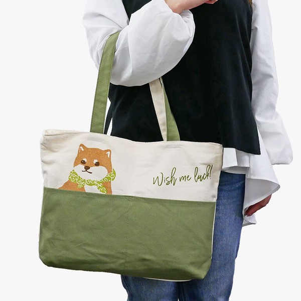 【定番】トート ヨコ型トート 1000円 犬 イヌ 猫 ネコ アニマル 動物  天ファスナー キャンバス
