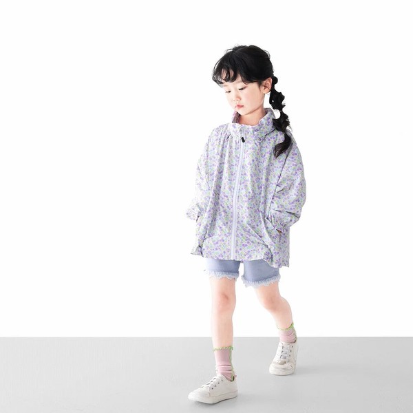 【通年・通学・定番】自社工場L.COPECK　バックフリルウィンドブレーカー　（100-140cm）　C9010