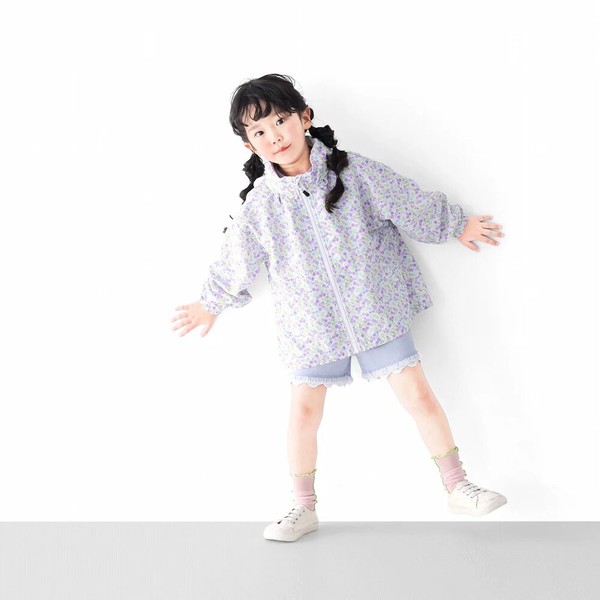 【通年・通学・定番】自社工場L.COPECK　バックフリルウィンドブレーカー　（100-140cm）　C9010