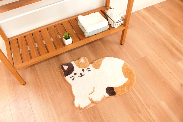 ファンディットアニマル　洗えるダイカットマット ねこ