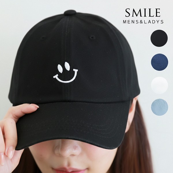 ■継続入荷商品■人気■夏定番シリーズ■SMILE スマイル 刺繍キャップ コットン お揃い ペア