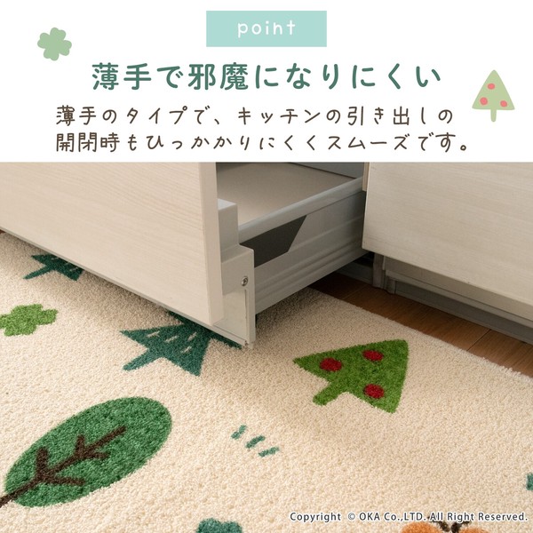 再生糸を使用した 洗える キッチンマット　スローデイズ　ねこ