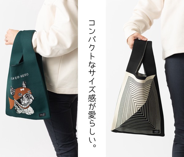 Jubilee ニット マルシェバッグ ミニトートバッグ キャット 黒猫 11.White