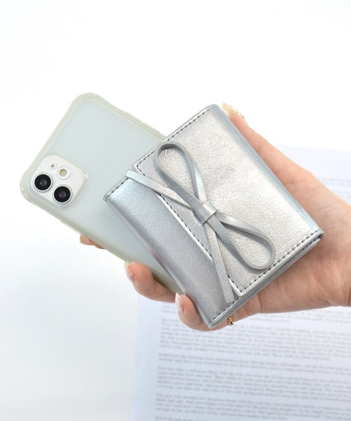 リボン 三つ折り財布 財布 ミニ財布 小さい カード ボックス型 ボックスコイン ルリリ