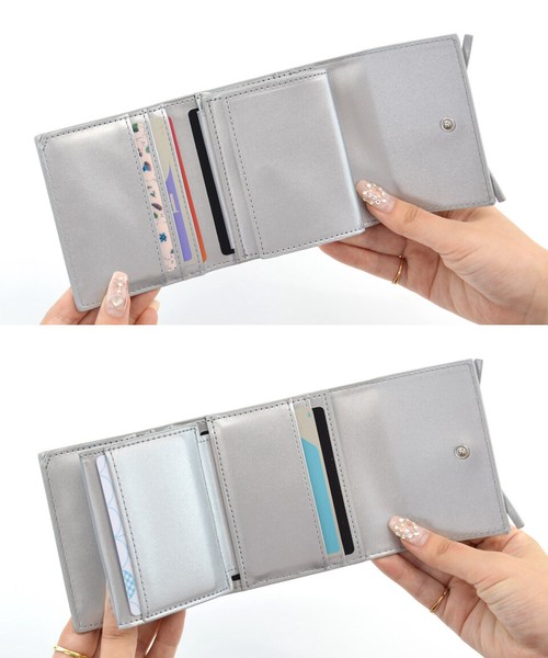 リボン 三つ折り財布 財布 ミニ財布 小さい カード ボックス型 ボックスコイン ルリリ