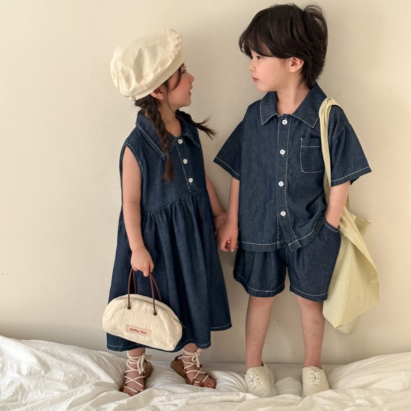 ボーイズ＆ガールズ　お揃い上下セット  ☆2種類＆サイズ：80〜150選択可