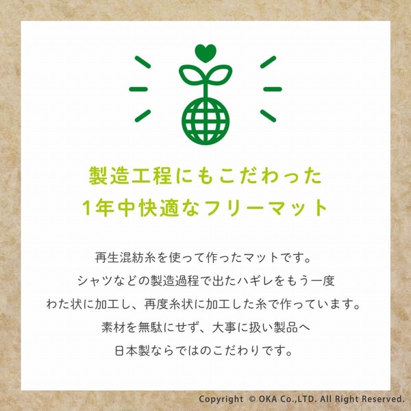 リズムキャット　再生糸を使用した 洗える キッチンマット　洗面マット　日本製　ねこ