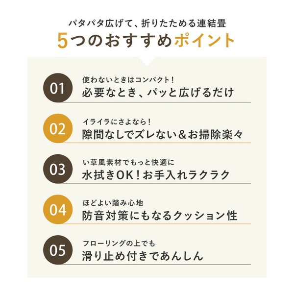 【水拭きできる】い草風 置き畳 フローリングに置く畳 連結畳 折りたためる 「綾模様」 3面／6面／9面