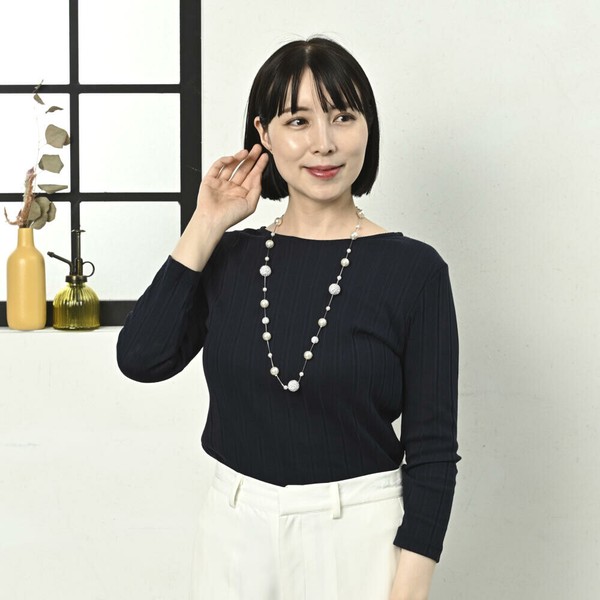 日本製 ネックレス ステーション アクセサリー レディース パール クリスタルガラス パヴェ N