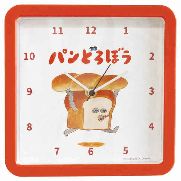 パンどろぼう　スクエアウォールクロック　レッド