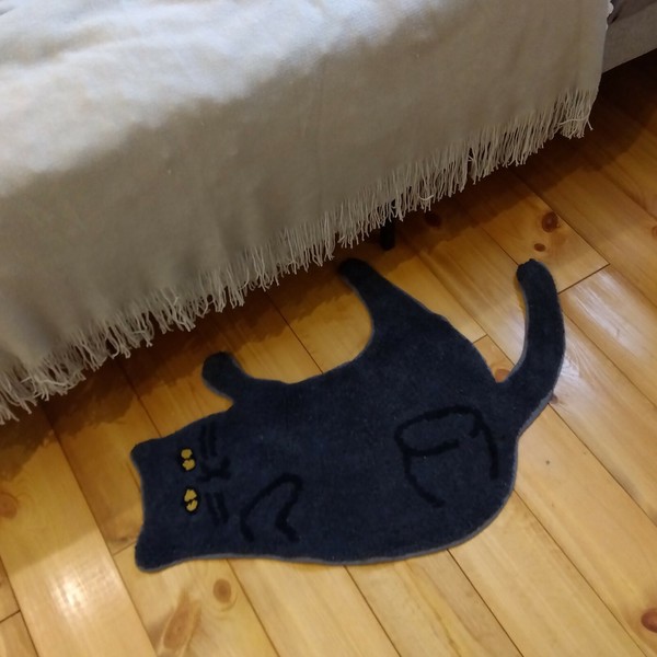 【即納】cat アクセントマット 敷物 ネコ 猫 インテリア ハチワレ クロネコ トラネコ 生活雑貨