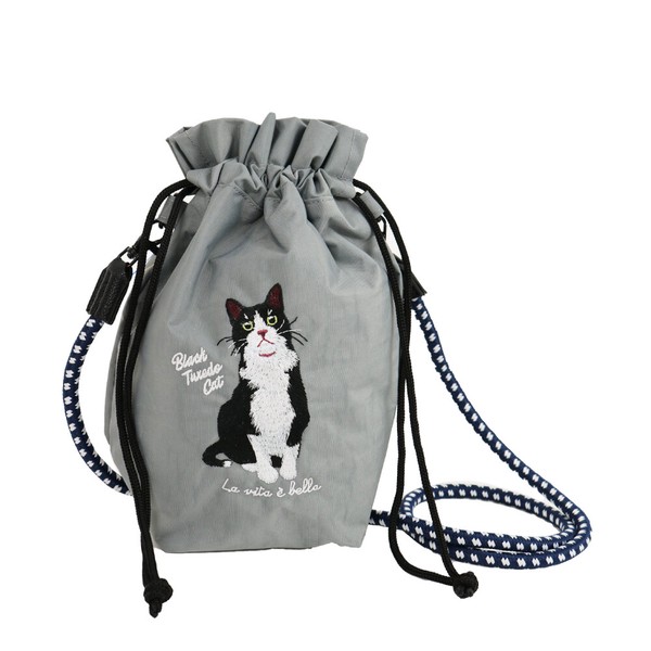 【定番】アニマル刺繍コードショルダー　猫 イヌ シュナウザー  ブルドッグ