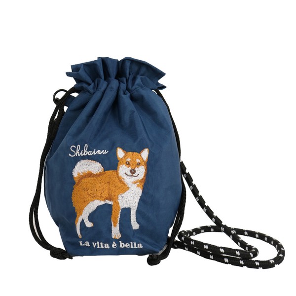 【定番】アニマル刺繍コードショルダー　猫 イヌ シュナウザー  ブルドッグ