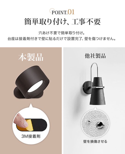 ライト LEDライト LED磁石壁掛けライト タッチ操作 ブラケットライト
