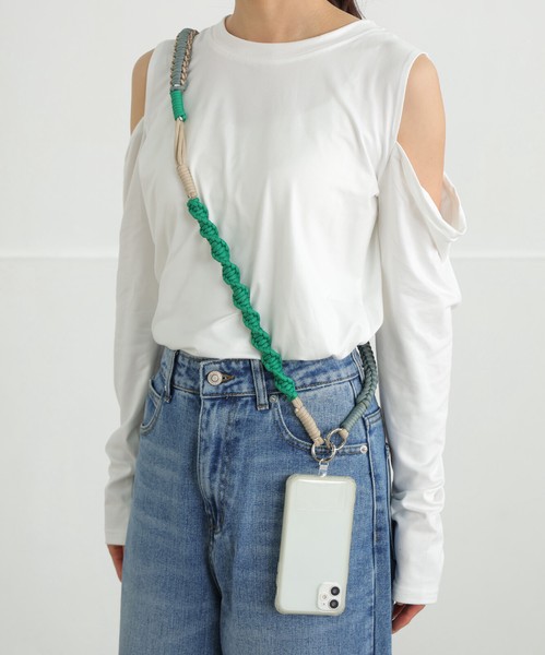 【新色入荷!!】配色 ロープ ストラップ スマホショルダー シンプル