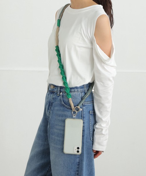 【新色入荷!!】配色 ロープ ストラップ スマホショルダー シンプル