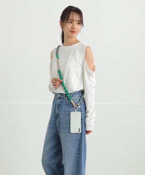 【新色入荷!!】配色 ロープ ストラップ スマホショルダー シンプル