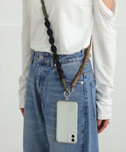【新色入荷!!】配色 ロープ ストラップ スマホショルダー シンプル