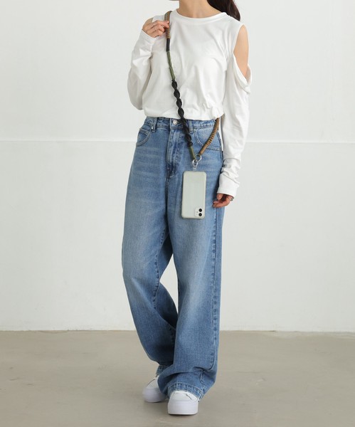 【新色入荷!!】配色 ロープ ストラップ スマホショルダー シンプル