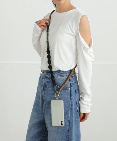 【新色入荷!!】配色 ロープ ストラップ スマホショルダー シンプル