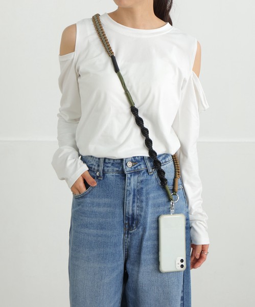 【新色入荷!!】配色 ロープ ストラップ スマホショルダー シンプル
