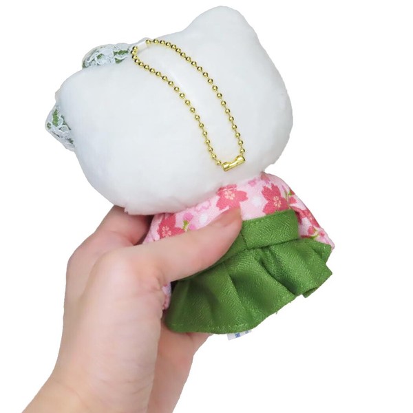 【マスコット】ハローキティ ミニぬいぐるみボールチェーン 抹茶着物