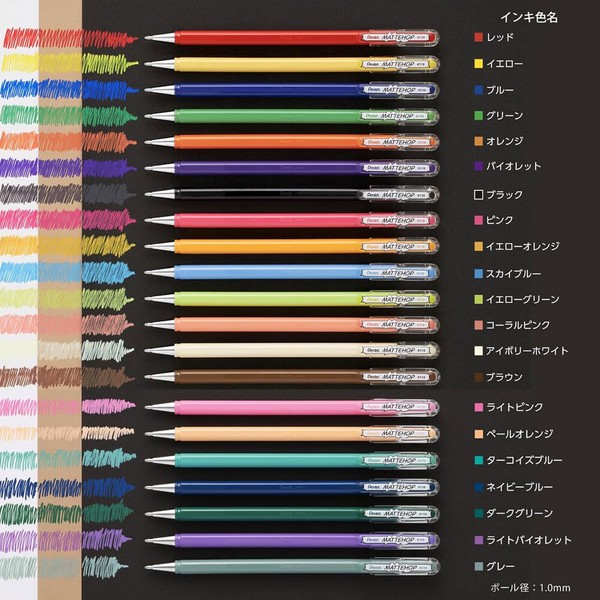 【ぺんてる】ゲルインキボールペン マットホップ コンプリートセット