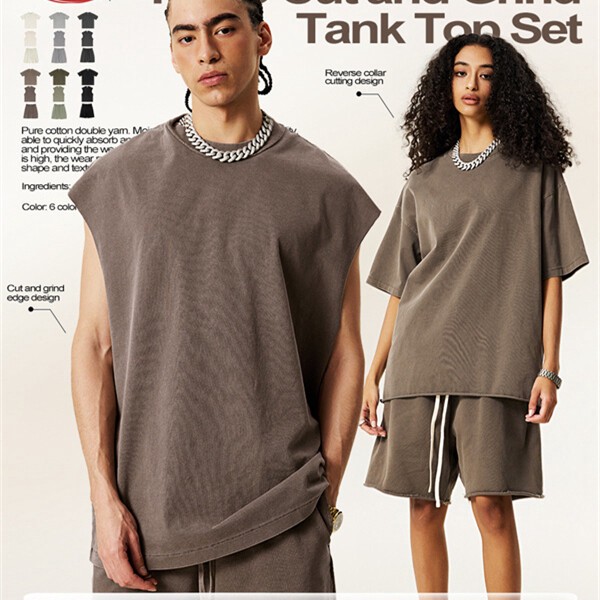 P21012 上下2点トッブス メンズ  2025春夏新作 男女通用 Tシャツ 半袖 ショートパンツ セットアップ