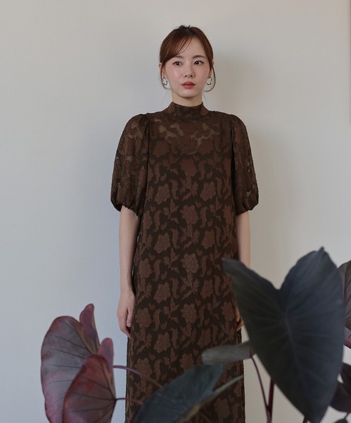 新タイプ追加【インナー付きバックリボンジャガードドレス】ワンピース　半袖　結婚式　フォーマル