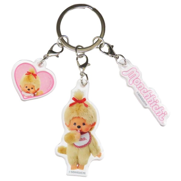 【キーホルダー】モンチッチ 3連アクリルキーホルダー モンチッチちゃん ベージュ