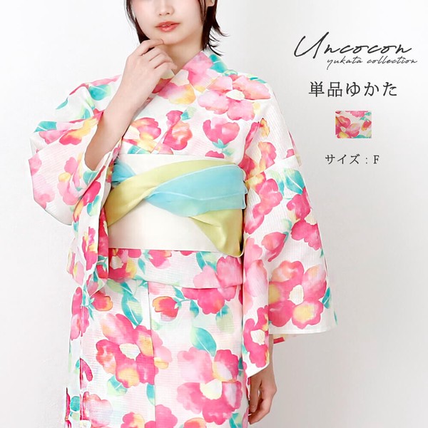 女性浴衣  浴衣  単品　仕立て上がり　レディース　女性用　和装　夏　祭り　レトロ　花火大会　椿 花柄