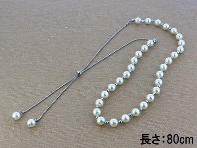 パールメタルボールロングネックレス