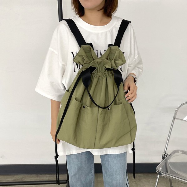 即納【再入荷】【2025新作】撥水巾着2WAYトートバッグ　撥水加工　リュックサック　2WAYバック　巾着型