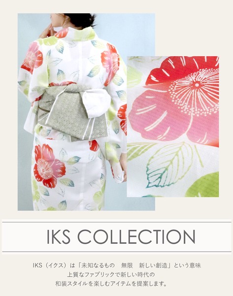 IKS COLLECTION レディース 浴衣 単品 彩 No.05 さくら 綿麻 しじら織 日本製インバウンド