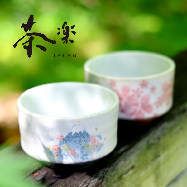 茶楽JAPAN 抹茶セット 【美濃焼】インバウンド/土産/日本/富士山/FUJI/桜/青海波/抹茶/抹茶碗/茶筅/茶杓