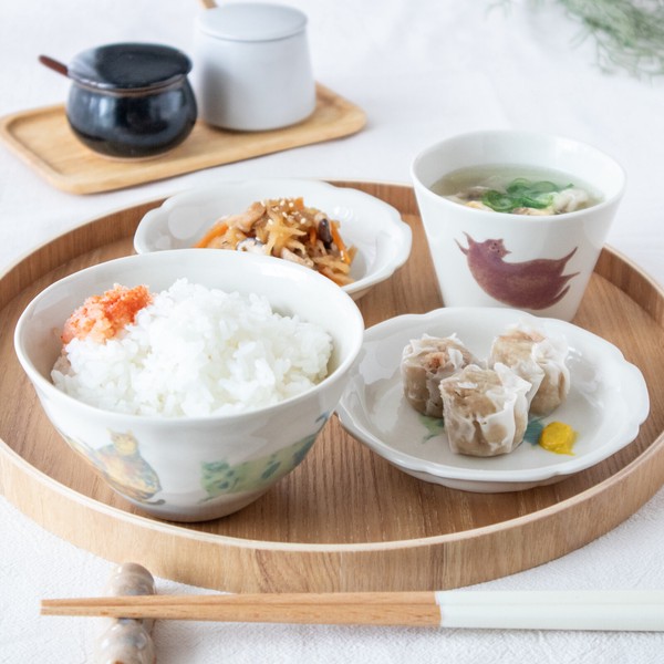 Orie 〜ネコトコロ〜　全5形状　【美濃焼　皿　プレート　ボウル　茶碗　カップ　猫　日本製】　ヤマ吾陶器