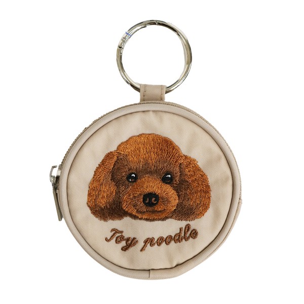 【2025AW新作】アニマル刺繍丸ポーチ　イヌ　猫　シュナウザー　柴犬　トイプードル