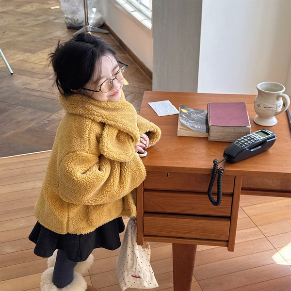韓国スタイル 2色6サイズ トップス ジャケット マフラー付き 2点セット シンプル長袖 子供
